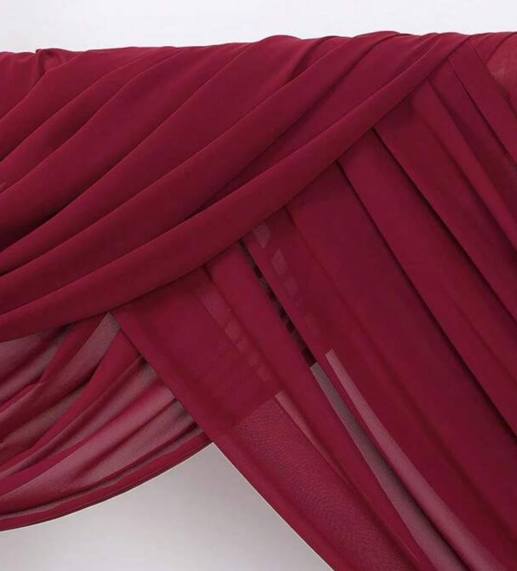 Burgandy Chiffon Fabric