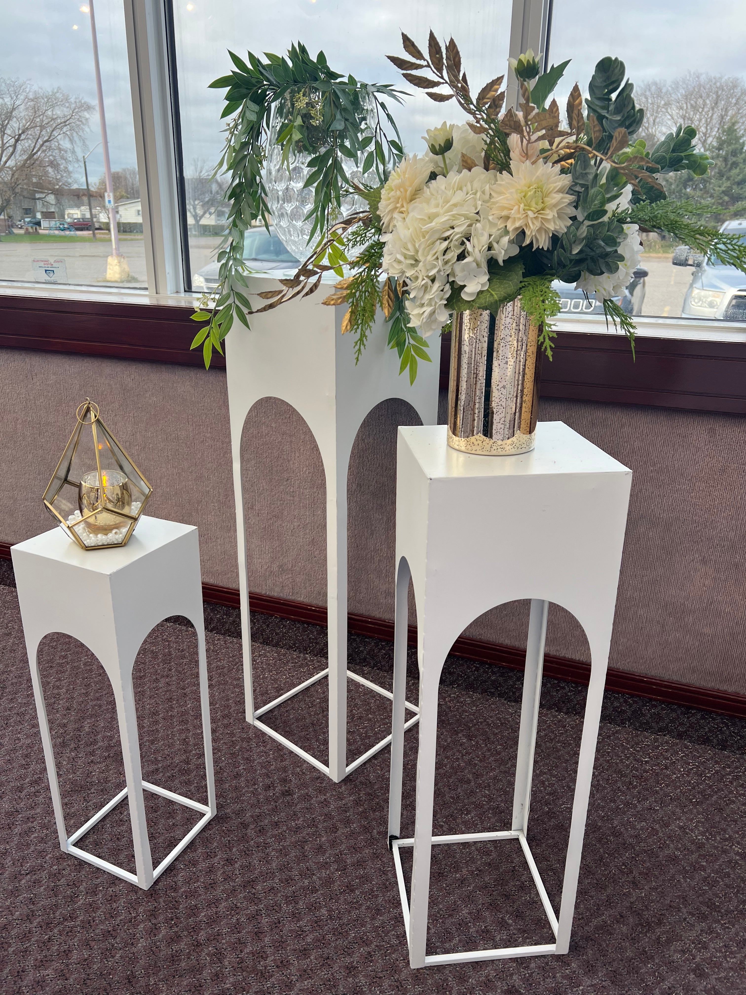 Set of 3 White Metal Stands