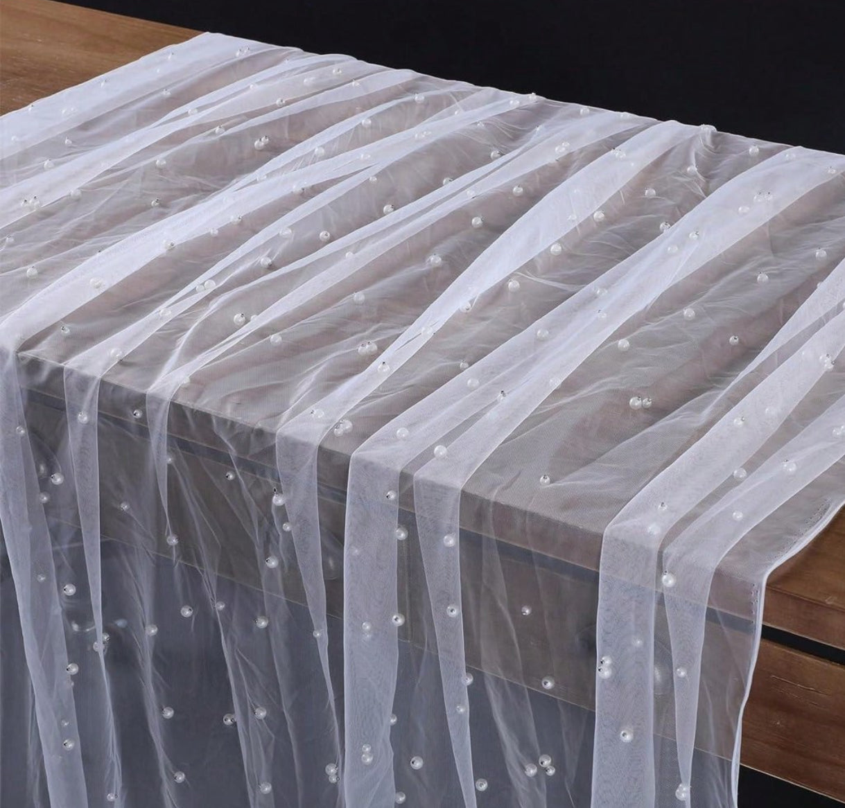 Pearl Embellished Table Runner