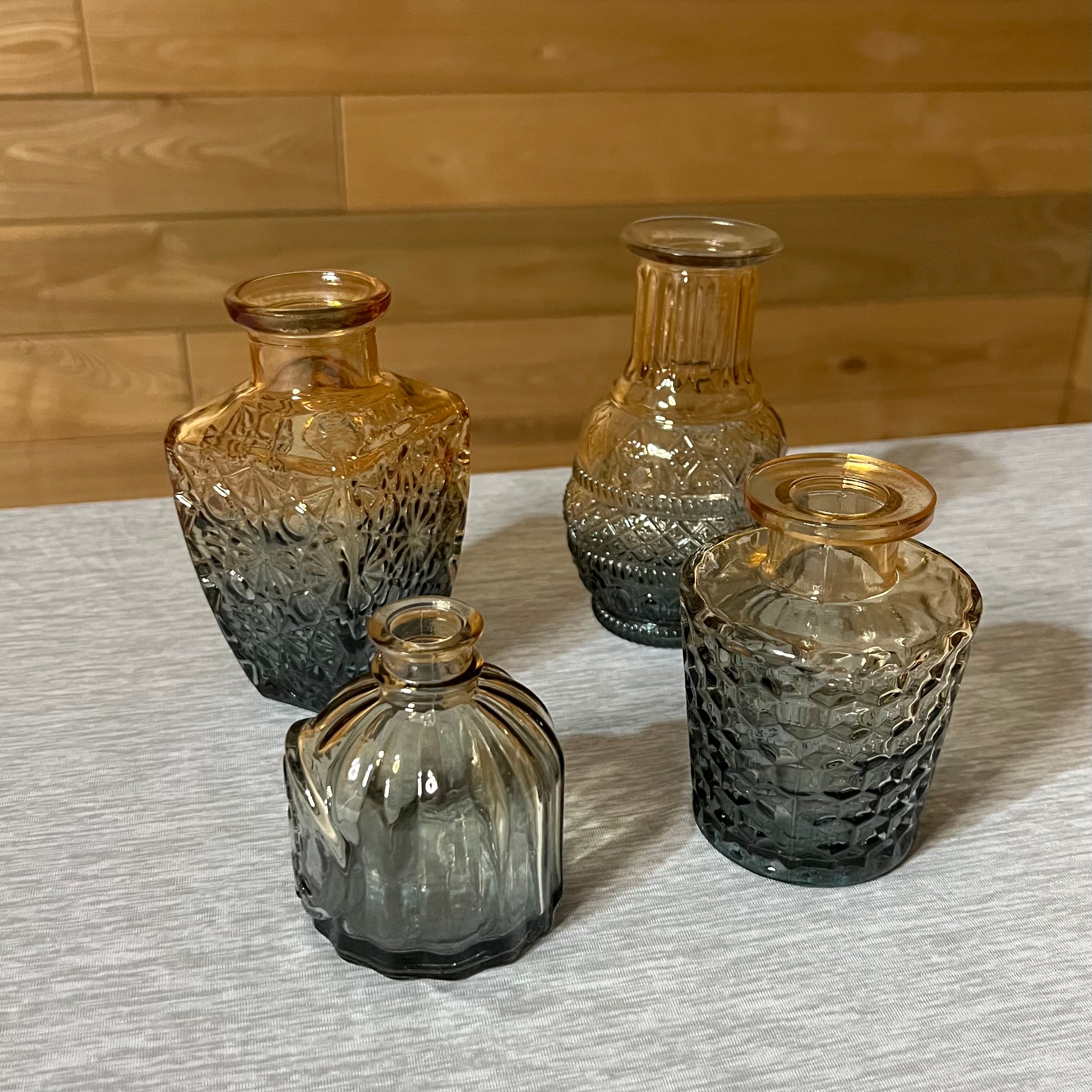 Blue & Amber Glass Bud Vase