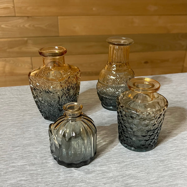 Blue & Amber Glass Bud Vase